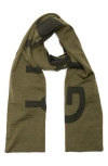 Givenchy Intarsia Logo Wool Scarf In Green