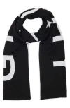 Givenchy Intarsia Logo Wool Scarf In Black