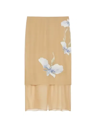 Givenchy Iris Layered Midi Skirt In Yellow