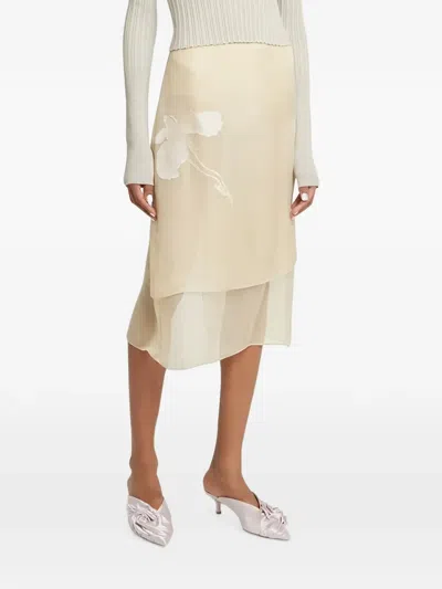Givenchy Iris Midi Skirt In Yellow
