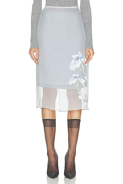 Givenchy Iris-printed Silk Midi Skirt In Blue