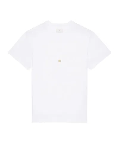 Givenchy T-shirt Slim En Coton Brodé 4g In White