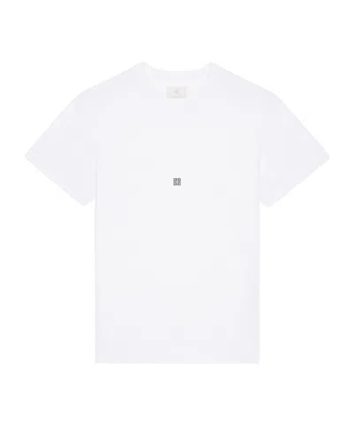 Givenchy T-shirt Slim En Coton Brodé 4g In White