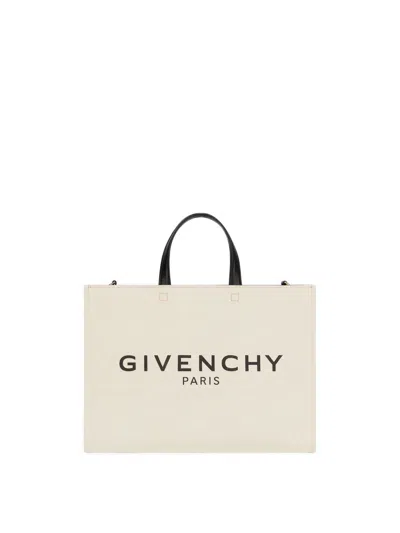 Givenchy Ivory Canvas Medium G Shopping Bag In Neutral
