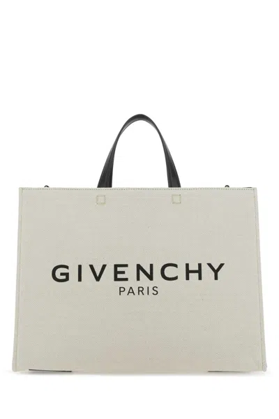 Givenchy Ivory Canvas Medium G Shopping Bag In 255