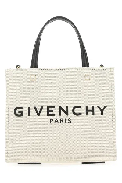 GIVENCHY IVORY CANVAS MINI G-TOTE HANDBAG