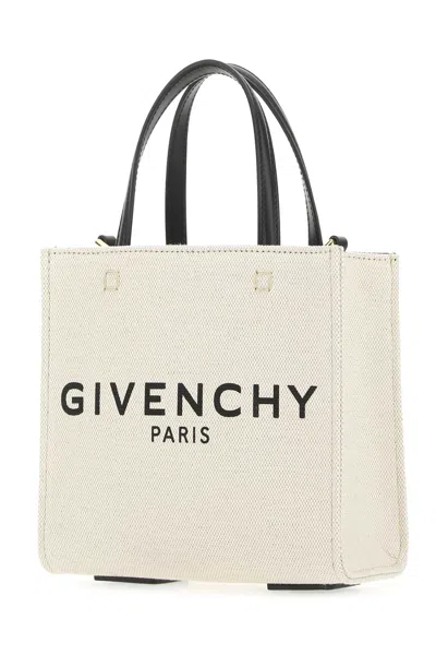 Givenchy Ivory Canvas Mini G-tote Handbag In Beigeblack