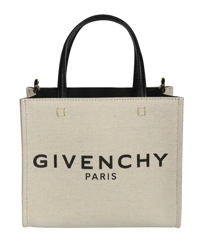 GIVENCHY GIVENCHY IVORY CANVAS MINI G-TOTE HANDBAG