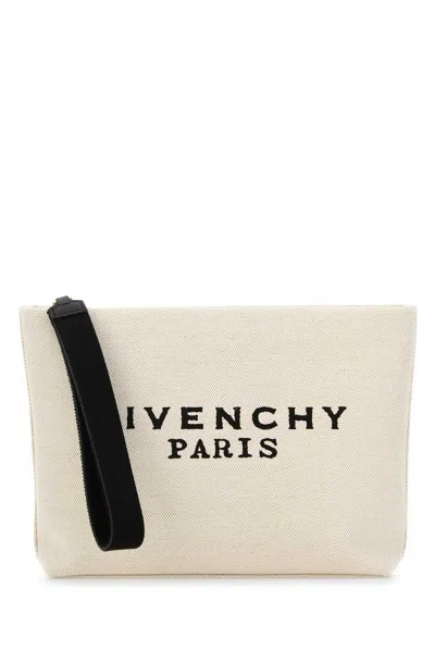 GIVENCHY IVORY CANVAS POUCH