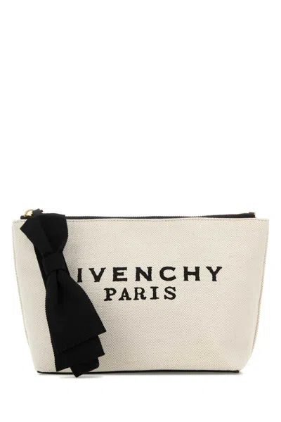 Givenchy Ivory Canvas Pouch In Multi