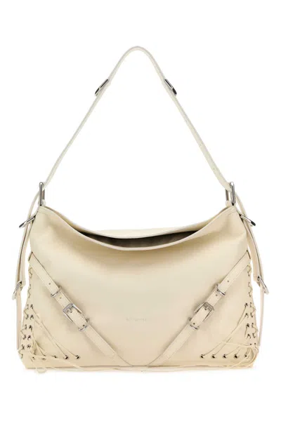 Givenchy Ivory Leather Medium Voyou Shoulder Bag In White