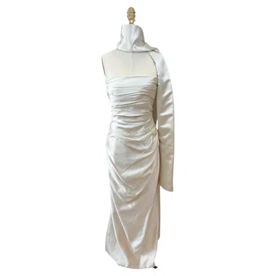 Pre-owned Givenchy Ivory Satin Strapless Evening Gown With Silk Sash – Riccardo Tisci Era In White