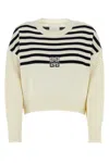 Givenchy 4g Striped Sweater In Wool And Cotton In Off White