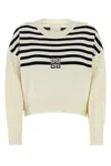 Givenchy 4g Striped Sweater In Wool And Cotton In Whitenavy
