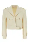 Givenchy Single-breasted Cropped Blazer In Ecru