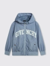 Givenchy Light Blue  Windbreaker With Zip And Hood In Blue