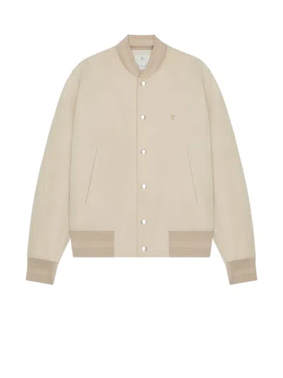 Givenchy Varsity Jacket In Grained Nubuck With 4g Detail In Beige