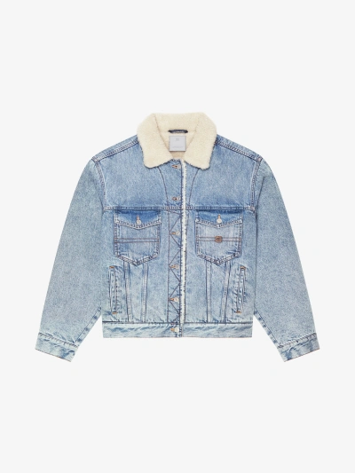 Givenchy Jacket In Denim And Fleece In Light Blue