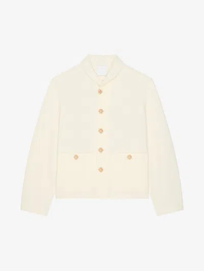 Givenchy Jacket In Denim With 4g Jewel Buttons In White