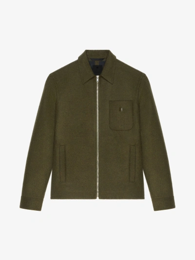 Givenchy Jacket In Double Face Wool In Khaki Black