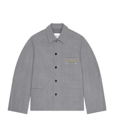 GIVENCHY GIVENCHY PARIS LOGO EMBROIDERED DENIM JACKET