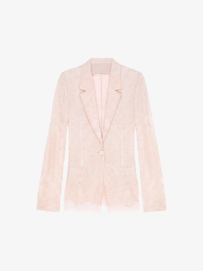 Givenchy Jacket In Lace And Silk In Blush Pink