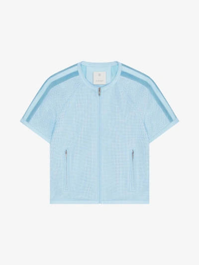 Givenchy Jacket In Perforated Leather In Sky Blue