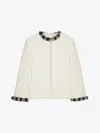 Givenchy Tweed Short Jacket With Beaded Trim In Ecru