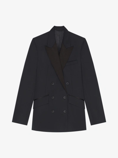 Givenchy Jacket In Wool And Mohair With Satin Collar In Black