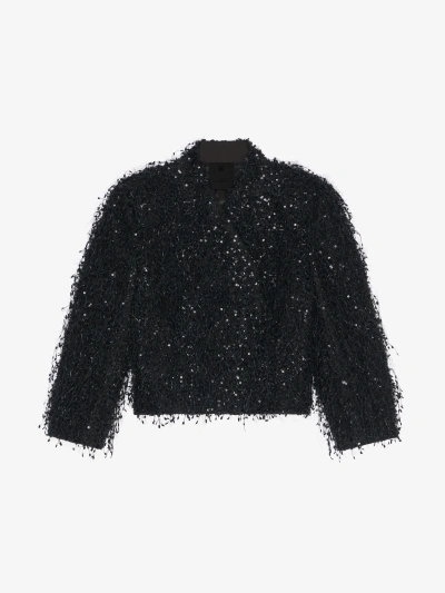 Givenchy Jacket With Embroidered Fringes And Rhinestones In Black