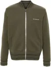 Givenchy Green Sweatshirt With Bomber Collar And 4g Logo In Wool Man In Green