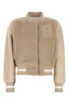 Givenchy Varsity Jacket In Alpaca Bouclette Wool And Leather In Beige O Tan
