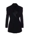 Givenchy Double-breasted Silk-blend Satin-trimmed Wool-twill Blazer In Black