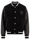 Givenchy Varsity Wool Blend Bomber With Leather Sleeves In Black