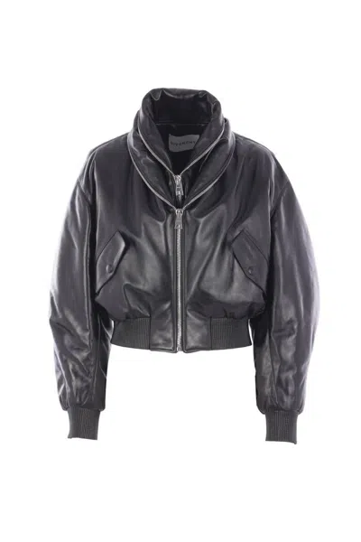 Givenchy Black Leather Bomber Jacket