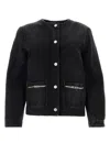 Givenchy Collarless Button-front Denim Jacket In Black
