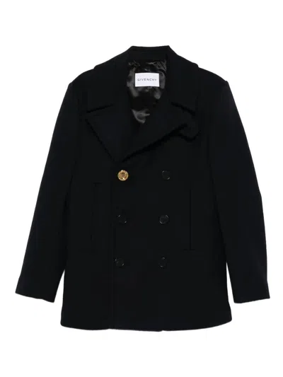 Givenchy Double-breasted Coat Featuring Front Pockets In Blue
