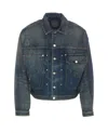 Givenchy 4g Plaque Distressed Denim Jacket In Blue