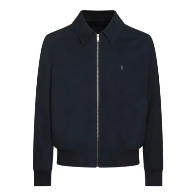 Givenchy Black Leather Jacket In Blue