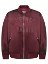 Givenchy Couture Seam Embroidered Logo Bomber Jacket In Burgundy