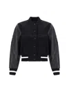 Givenchy Wool Blend Parka With Leather Sleeves And Iconic Branding In Black