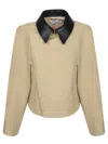 Givenchy Womens Cropped Leather-collar Cotton And Wool-blend Peacoat Beige In Neutral