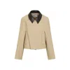 Givenchy Womens Cropped Leather-collar Cotton And Wool-blend Peacoat Beige In Neutral