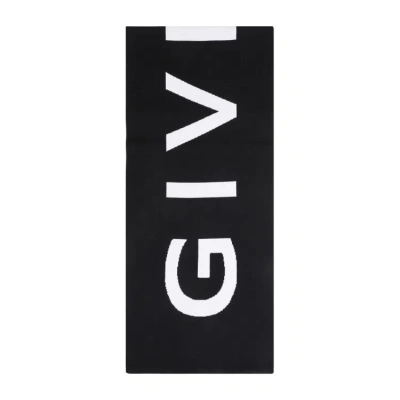 Givenchy Jacquard Black White Wool Scarf