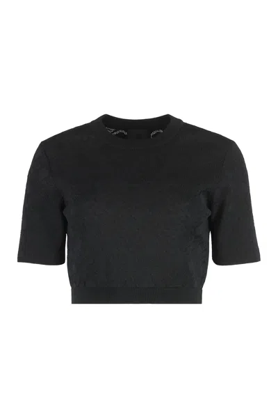 Givenchy Cropped Sweater In Monogram 72 Jacquard In Black