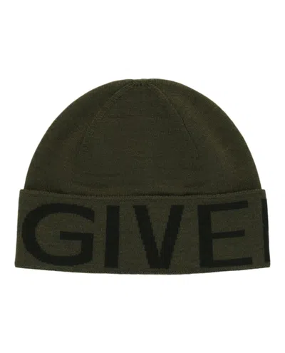 Givenchy Jacquard Logo Beanie With Folded Cuff And Bold Graphic In Green