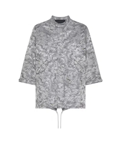 Givenchy Jacquard Parka Coat In Light Gray Mixed Colors