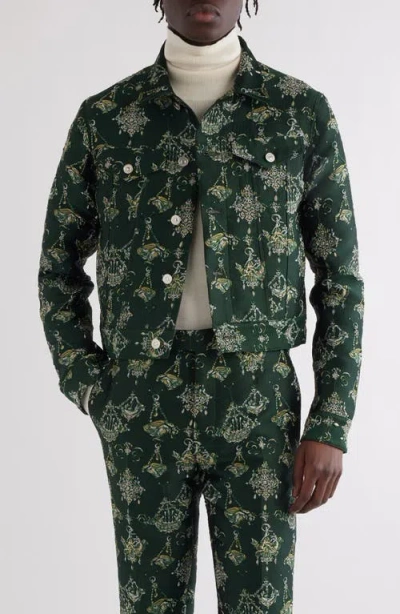 Givenchy Jacquard Skinny Fit Trucker Jacket In Green