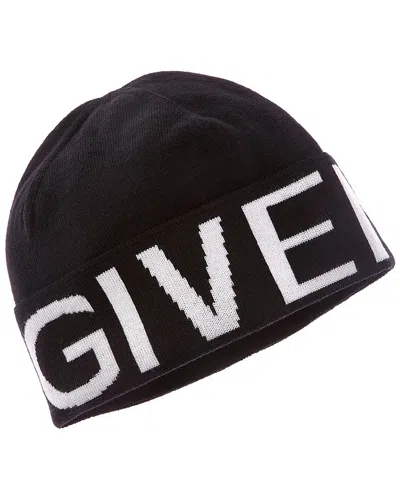 Givenchy Jacquard Wool Beanie In Black