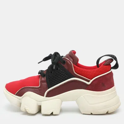 Pre-owned Givenchy Jaw Size 37 Red Leather And Neoprene Low Top Sneakers